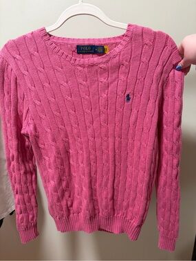 Ralph Lauren Pink Cable-Knit Crewneck Sweater
